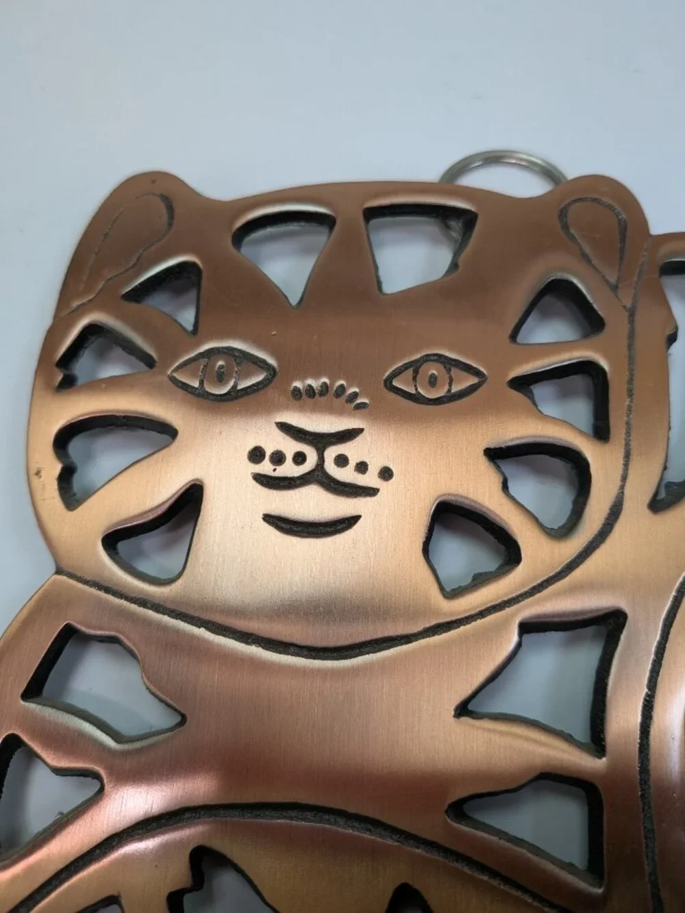 Vintage 2000 ODI Copper Cat Kitten Openwork Trivet Wall Hanging Decor Y2K